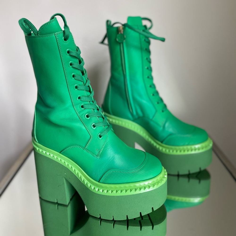 EUC JIMMY CHOO X Sailor Moon Sailor Jupiter Boot 120 In Jupiter Green 35 - Picture 11 of 14